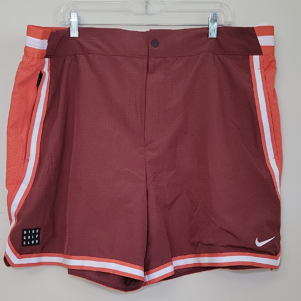 Nike Golf Club Dri-fit Shorts‎ Men's XXL Brown/Orange/White Retro Style NWT